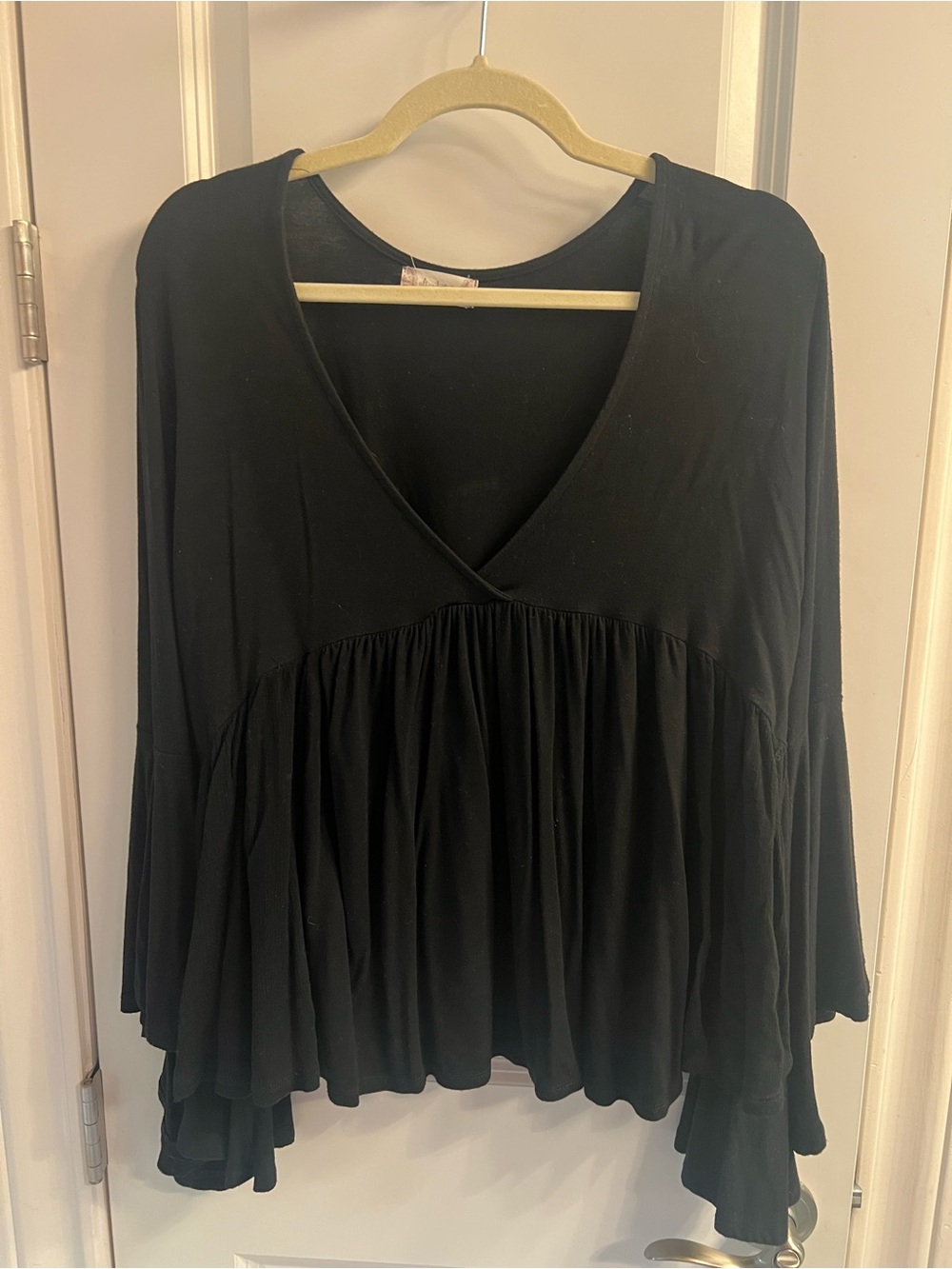 Altar'd State Black V-Neck Peplum Tunic Top